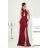 Langes, elegantes Damenkleid mit breiten Trägern (SL) FRENCH FASHION FMPEL23VELVET Burgund 38