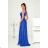 Langes, elegantes Damenkleid mit breiten Trägern (SL) FRENCH FASHION FMPEL23VELVET königsblau 34