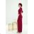 Langes, elegantes Damenkleid mit breiten Trägern (SL) FRENCH FASHION FMPEL23VELVET Burgund 40