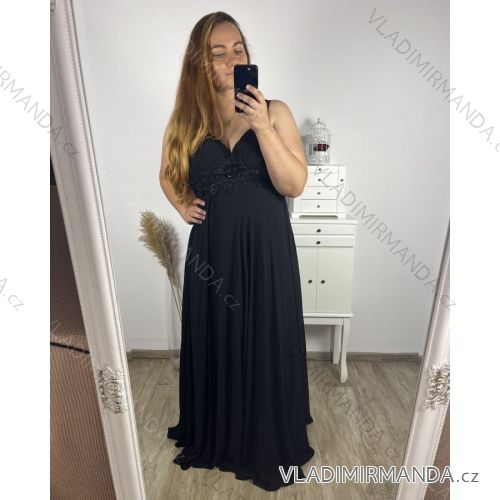 Šaty dlouhé elegantní společenské na ramínka dámské (S/M ONE SIZE) ITALSKá MóDA IM4221089 M / L schwarz