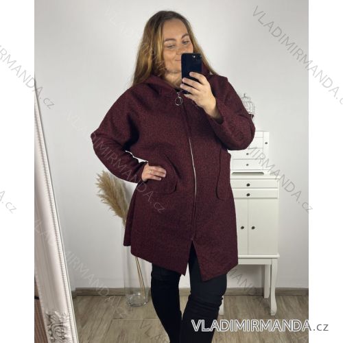 Damen-Lammmantel mit Reißverschluss und Kapuze in Übergröße (2XL/3XL EINHEITSGRÖSSE) ITALIAN FASHION IM422841/DU