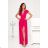 Langes, elegantes Damenkleid mit breiten Trägern (SL) FRENCH FASHION FMPEL23VELVET růžová fuchsiová 38