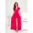 Langes, elegantes Damenkleid mit breiten Trägern (SL) FRENCH FASHION FMPEL23VELVET růžová fuchsiová 38