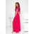 Langes, elegantes Damenkleid mit breiten Trägern (SL) FRENCH FASHION FMPEL23VELVET růžová fuchsiová 38