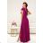 Langes, elegantes Damenkleid mit breiten Trägern (SL) FRENCH FASHION FMPEL23VELVET dunkelrosa 50