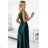 299-9 CHIARA elegantes Satin-Maxikleid mit Trägern  grün grün M