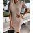 Elegantes gestricktes Langarmkleid für Damen (S/M EINHEITSGRÖSSE) ITALIAN FASHION IMPOC237091 béžová S/M