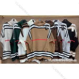 Gestrickter, schlanker, langärmliger Damenpullover mit Streifen (S/M EINHEITSGRÖSSE) ITALIAN FASHION IMWAE23017