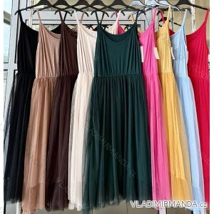 Langes Chiffon-Kurzarmkleid für Damen (S/M ONE SIZE) ITALIAN FASHION IMWGS231048