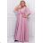 Damen Plus Size (42-46) langes elegantes ärmelloses Partykleid POLISH FASHION PMLBC23265-10 pink 44