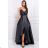 Damen Plus Size (42-46) langes elegantes ärmelloses Partykleid POLISH FASHION PMLBC23265-10 schwarz 36