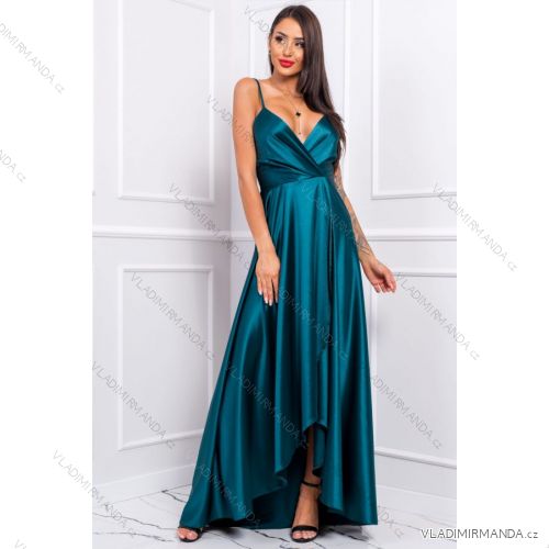 Damen Plus Size (42-46) langes elegantes ärmelloses Partykleid POLISH FASHION PMLBC23265-10 dunkelgrün 36