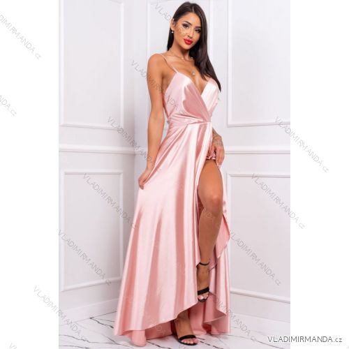 Damen Plus Size (42-46) langes elegantes ärmelloses Partykleid POLISH FASHION PMLBC23265-10 pink 36