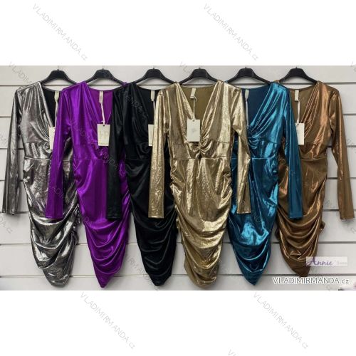 Elegantes, glänzendes Langarmkleid für Damen (Einheitsgröße S/M) ITALIAN FASHION IMWAD234151