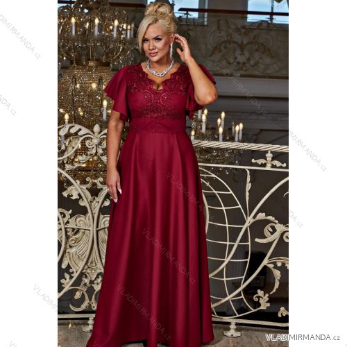 Damen Plus Size (42-46) langes elegantes ärmelloses Partykleid POLISH FASHION PMLBC23265-10 Burgund 38