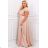 Damen Plus Size (42-46) langes elegantes ärmelloses Partykleid POLISH FASHION PMLBC23265-10 Gold 44