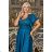 Damen Plus Size (42-46) langes elegantes ärmelloses Partykleid POLISH FASHION PMLBC23265-10 türkis 44