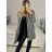 Flauschiger Langarmmantel für Damen (SL) ITALIAN FASHION IMWL22020 M Schwarz und weiß