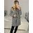 Flauschiger Langarmmantel für Damen (SL) ITALIAN FASHION IMWL22020 M Schwarz und weiß