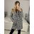 Flauschiger Langarmmantel für Damen (SL) ITALIAN FASHION IMWL22020 M Schwarz und weiß