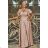 Damen Plus Size (42-46) langes elegantes ärmelloses Partykleid POLISH FASHION PMLBC23265-10 Gold 44
