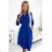 286-6 SANDY Ausgestelltes Hemdblusenkleid mit Gürtel – Blau