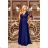 Damen Plus Size (42-46) langes elegantes ärmelloses Partykleid POLISH FASHION PMLBC23265-10 dunkelblau 38