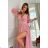 Damen Plus Size (42-46) langes elegantes ärmelloses Partykleid POLISH FASHION PMLBC23265-10 pink 34