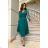 Damen Plus Size (42-46) langes elegantes ärmelloses Partykleid POLISH FASHION PMLBC23265-10 dunkelgrün 34