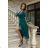 Damen Plus Size (42-46) langes elegantes ärmelloses Partykleid POLISH FASHION PMLBC23265-10 dunkelgrün 34