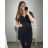 Kleid Kurzarm Damen (Uni L-2XL) ITALIENISCH MODA IMS20004 L/XL schwarz
