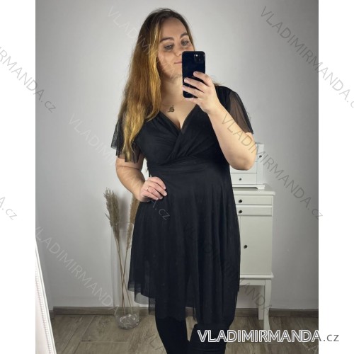 Kleid Kurzarm Damen (Uni L-2XL) ITALIENISCH MODA IMS20004 L/XL schwarz