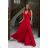 Langes, elegantes, ärmelloses Partykleid für Damen (34-42) POLISH FASHION PMLBC232231-02 Rot 34