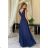 Damen Plus Size (42-46) langes elegantes ärmelloses Partykleid POLISH FASHION PMLBC23265-10 dunkelblau 34
