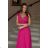 Damen Plus Size (42-46) langes elegantes ärmelloses Partykleid POLISH FASHION PMLBC23265-10 dunkelrosa 34