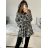 Kabát flaušový na knoflíčky s kapucí dámská nadrozměr (S/M/L/XL ONE SIZE) ITALSKÁ MÓDA IM422999 M / L Schwarz und weiß
