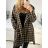 Kabát flaušový na knoflíčky s kapucí dámská nadrozměr (S/M/L/XL ONE SIZE) ITALSKÁ MÓDA IM422999 M / L Schwarz und weiß