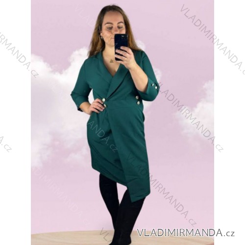Šaty dlouhý rukáv dámské nadrozměr (UNI L/XXL) ITALSKÁ MÓDA IM4201151 Smaragd 50