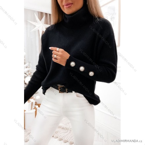 Übergroßer Langarmpullover für Damen (Einheitsgröße S/M) ITALIAN FASHION IMWCA23DH2302 schwarz S/M