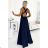 509-1 Elegantes, vielseitig gebundenes langes Kleid - Marineblau