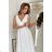 Damen Plus Size (42-46) langes elegantes ärmelloses Partykleid POLISH FASHION PMLBC23265-10 weiß 46