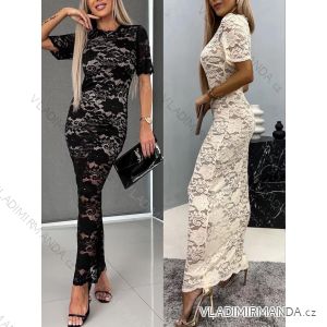 Langes Chiffon-Kurzarmkleid für Damen (S/M ONE SIZE) ITALIAN FASHION IMWGS231048