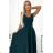 246-5 CINDY langes elegantes Kleid mit Ausschnitt – grün