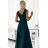 246-5 CINDY langes elegantes Kleid mit Ausschnitt – grün