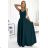 246-5 CINDY langes elegantes Kleid mit Ausschnitt – grün