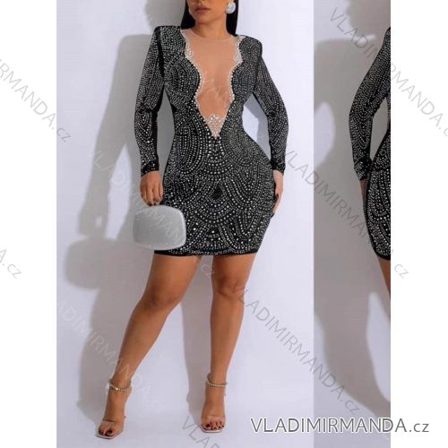 Elegantes Damenkleid mit langen Ärmeln (Einheitsgröße S/M) ITALIAN FASHION IMM23M6062