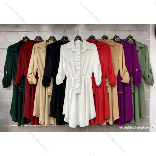 Langes Chiffon-Kurzarmkleid für Damen (S/M ONE SIZE) ITALIAN FASHION IMWGM23456