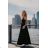 Langes formelles Kurzarmkleid für Damen (36-54) POLISH FASHION PMLMR23ALICE schwarz 36