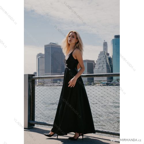Langes formelles Kurzarmkleid für Damen (36-54) POLISH FASHION PMLMR23ALICE schwarz 36