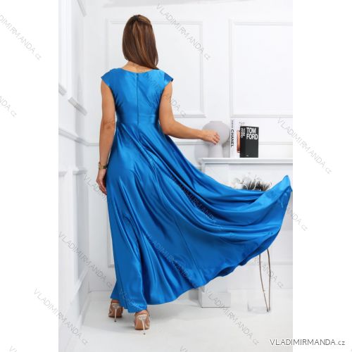 Langes formelles Kurzarmkleid für Damen (36-54) POLISH FASHION PMLMR23ALICE blau 34